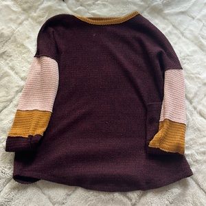 Color block long sleeve sweater